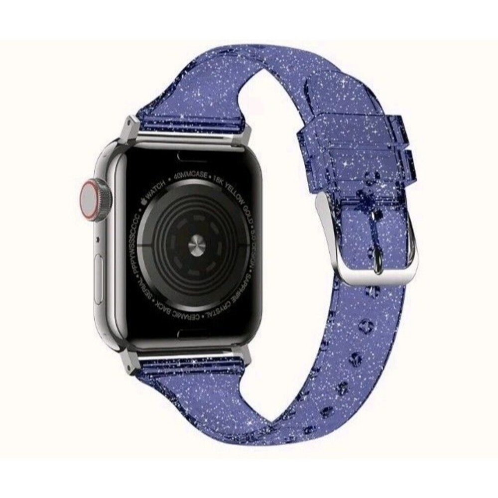 Smart Watch Silicone Band Glistening Purple Glitter Womens Compatible With Apple